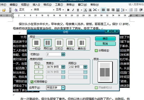 設置分欄